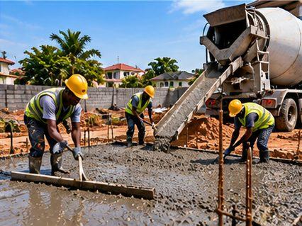 Concrete work on a building site