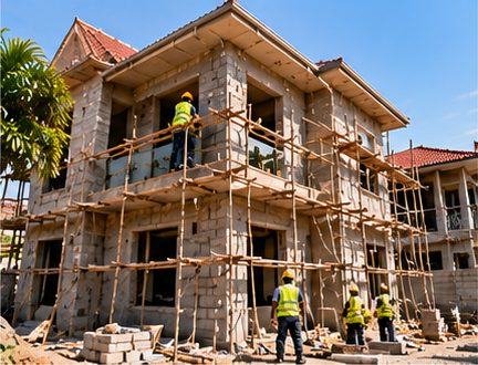 Scaffolding on a building project