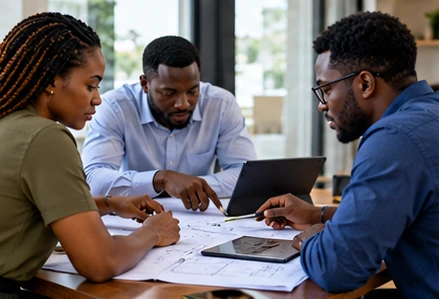 Clients meeting a building professional