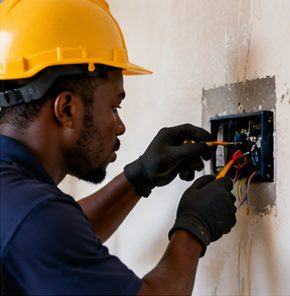 An electrician fitting a socket