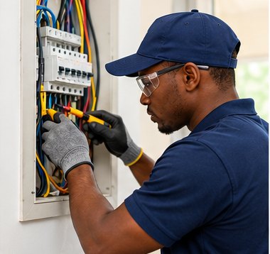 An electrician at work